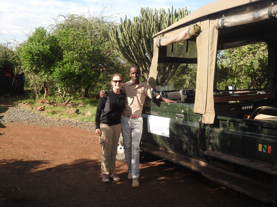 Thea preparing for a game drive in Kenya